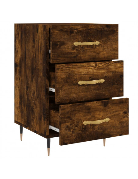 Comodino Rovere Fumo 40x40x66 cm in Legno Multistrato