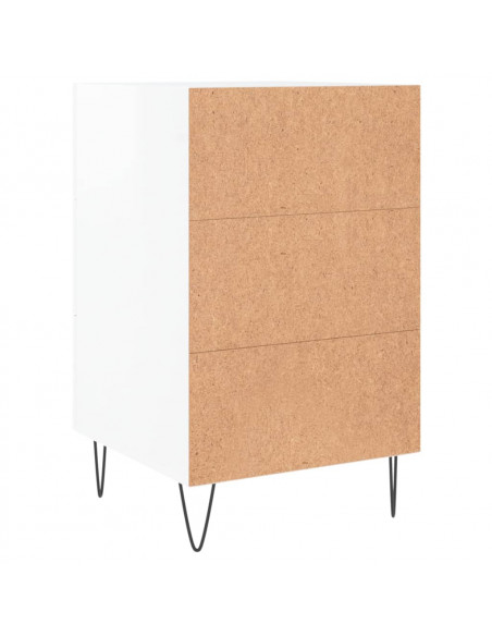 Comodino Bianco Lucido 40x40x66 cm in Legno Multistrato