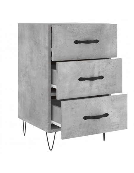 Comodino Grigio Cemento 40x40x66 cm in Legno Multistrato