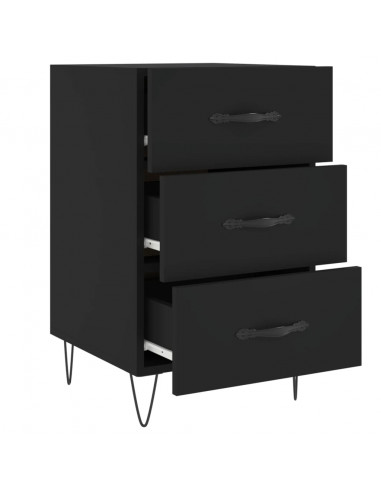 Comodino Nero 40x40x66 cm in Legno Multistrato