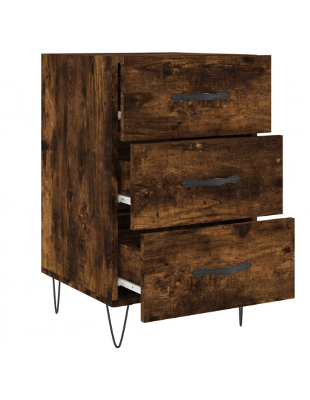 Comodino Rovere Fumo 40x40x66 cm in Legno Multistrato
