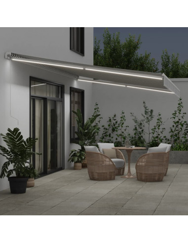 Tenda Retrattile Manuale con LED Antracite e Bianco 600x350 cm