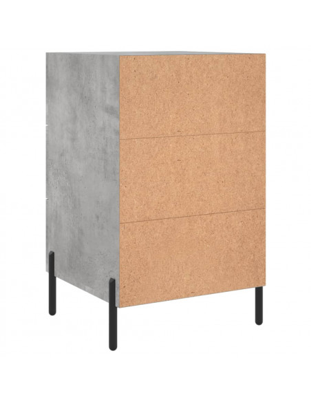 Comodino Grigio Cemento 40x40x66 cm in Legno Multistrato