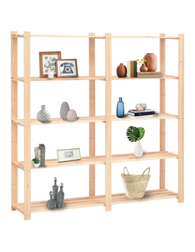 Scaffale a 5 Livelli 170x38x170 cm in Massello di Pino 500 kg