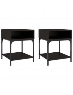 Comodini 2 pz Neri 40x41x50 cm in Legno Multistrato 2