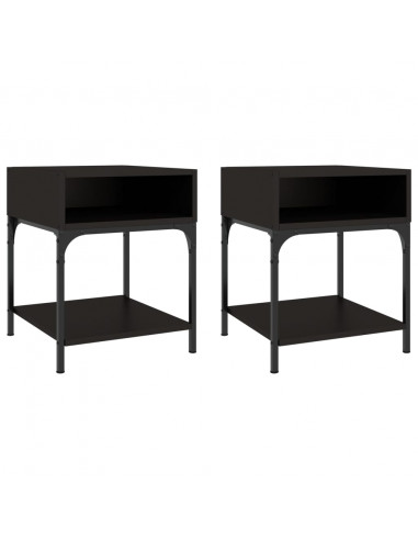 Comodini 2 pz Neri 40x41x50 cm in Legno Multistrato