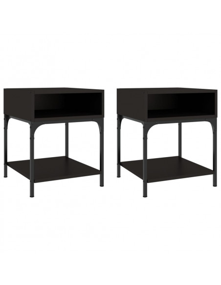 Comodini 2 pz Neri 40x41x50 cm in Legno Multistrato