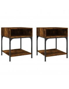 Comodini 2 pz Rovere Fumo 40x41x50 cm in Legno Multistrato 2