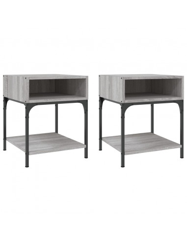 Comodini 2 pz Grigio Sonoma 40x41x50 cm in Legno Multistrato