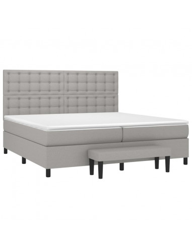 Giroletto a Molle con Materasso Grigio Chiaro 200x200cm Tessuto