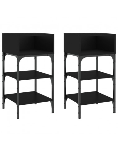 Comodini 2 pz Neri 35x34,5x70 cm in Legno Multistrato