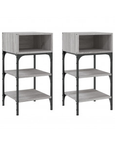 Comodini 2 pz Grigio Sonoma 35x34,5x70 cm in Legno Multistrato 2
