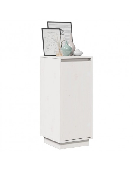 Credenze 2 pz Bianche 31,5x34x75 cm in Legno Massello di Pino