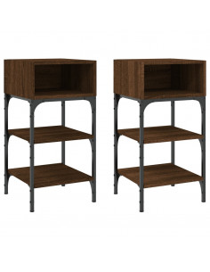 Comodini 2 pz Rovere Marrone 35x34,5x70 cm in Legno Multistrato 2