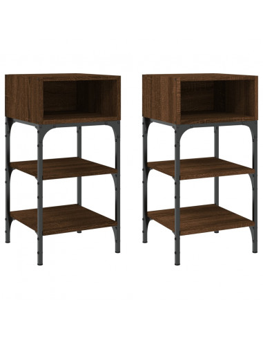 Comodini 2 pz Rovere Marrone 35x34,5x70 cm in Legno Multistrato