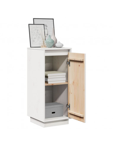 Credenze 2 pz Bianche 31,5x34x75 cm in Legno Massello di Pino