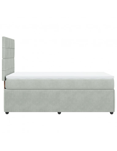 Giroletto a Molle con Materasso Grigio Chiaro 90x190 cm Velluto