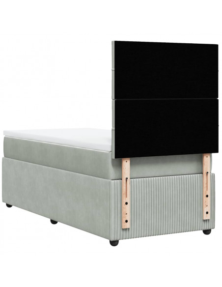 Giroletto a Molle con Materasso Grigio Chiaro 90x190 cm Velluto