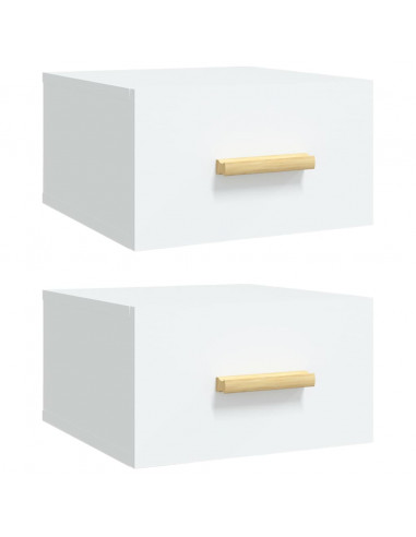 Comodini a Muro 2 pz Bianchi 35x35x20 cm