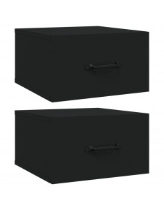 Comodini a Muro 2 pz Neri 35x35x20 cm 2