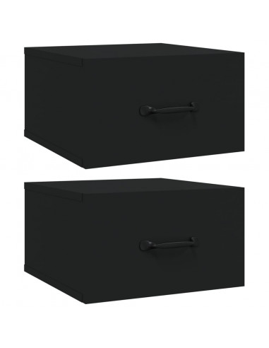 Comodini a Muro 2 pz Neri 35x35x20 cm