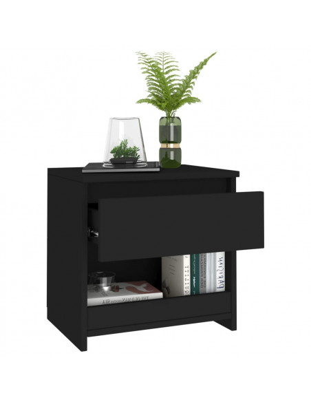 Comodino Nero 40x30x39 cm in Legno Multistrato