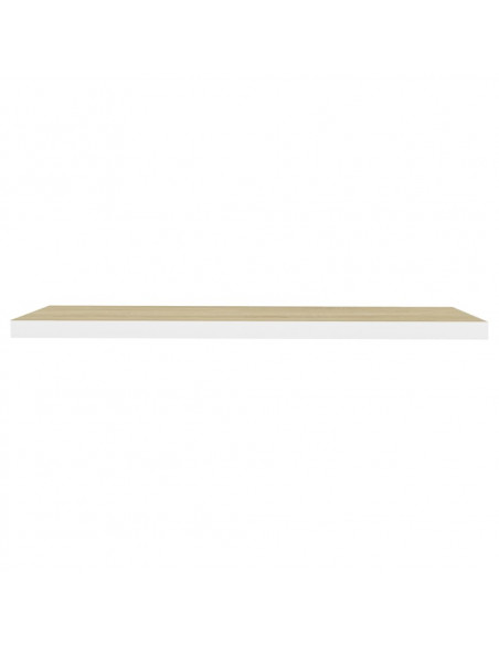 Scaffali a Parete 2 pz Rovere e Bianco 90x23,5x3,8 cm in MDF