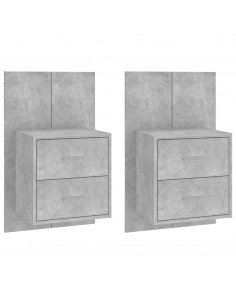 Comodini a Muro 2 pz Grigio Cemento 2