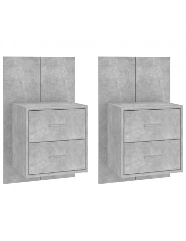 Comodini a Muro 2 pz Grigio Cemento