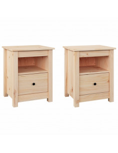 Comodini 2 pz 40x35x49 cm in Legno Massello di Pino 2