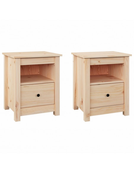 Comodini 2 pz 40x35x49 cm in Legno Massello di Pino