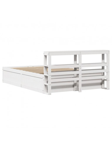 Giroletto con Testiera Bianco 120x190 cm Legno Massello di Pino