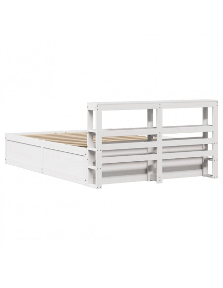 Giroletto con Testiera Bianco 120x190 cm Legno Massello di Pino