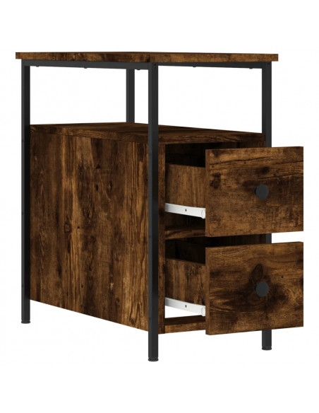 Comodini 2 pz Rovere Fumo 30x60x60 cm in Legno Multistrato