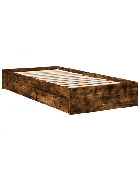 Giroletto con Cassetti Rovere Fumo 100x200 cm Legno Multistrato