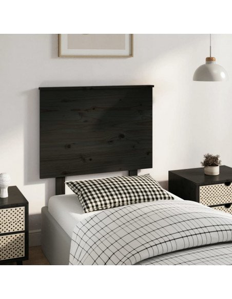 Testiera per Letto Nera 79x6x82,5 cm in Legno Massello di Pino