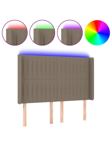 Testiera a LED Tortora 147x16x118/128 cm in Tessuto