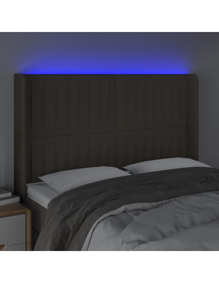 Testiera a LED Tortora 147x16x118/128 cm in Tessuto