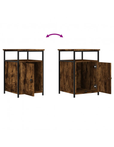 Comodini 2 pz Rovere Fumo 40x42x60 cm in Legno Multistrato