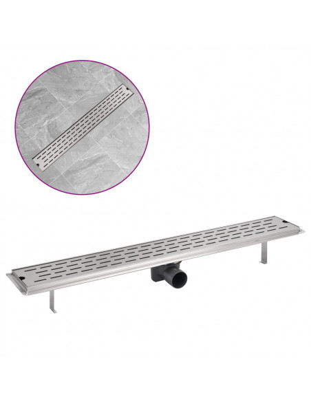 Canaletta Drenaggio Lineare per Doccia 830x140 mm Acciaio Inox