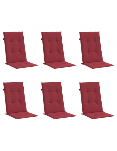 Cuscini per Sedie 6 pz Rosso Vino 120x50x3 cm in Tessuto