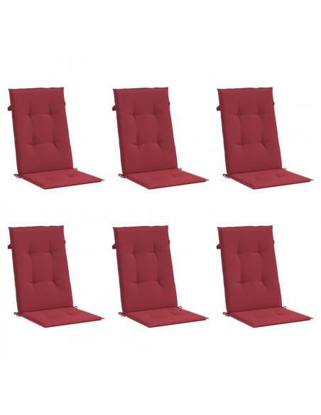 Cuscini per Sedie 6 pz Rosso Vino 120x50x3 cm in Tessuto
