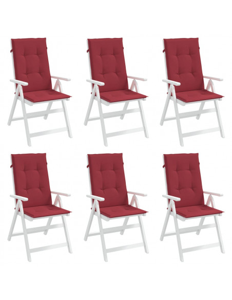 Cuscini per Sedie 6 pz Rosso Vino 120x50x3 cm in Tessuto