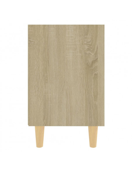 Comodino con Gambe in Legno Massello Rovere Sonoma 40x30x50cm
