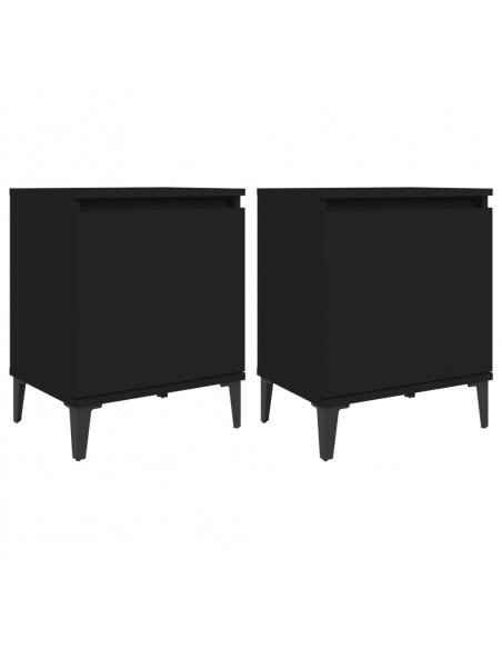 Comodini con Gambe in Metallo Nero 40x30x50 cm