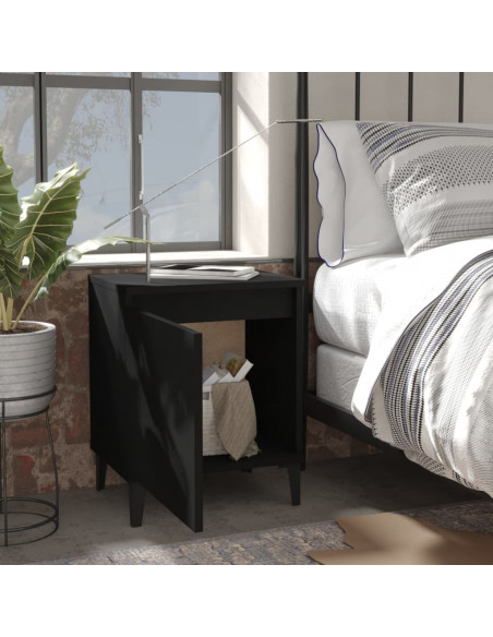 Comodini con Gambe in Metallo Nero 40x30x50 cm