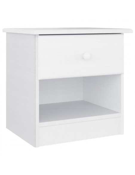 Comodino ALTA Bianco 41x35x41 cm in Legno Massello di Pino