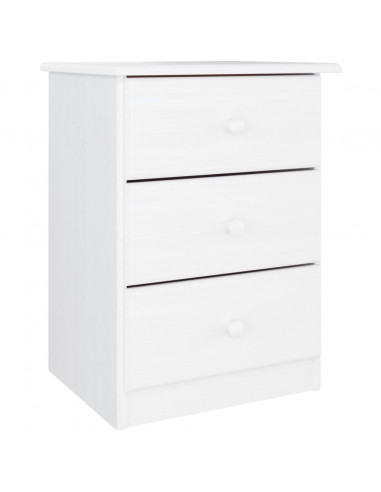 Comodino ALTA Bianco 41x35x55,5 cm in Legno Massello di Pino