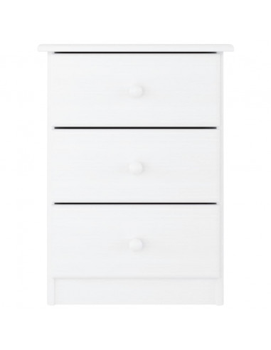 Comodino ALTA Bianco 41x35x55,5 cm in Legno Massello di Pino