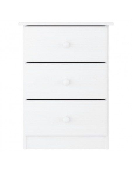 Comodino ALTA Bianco 41x35x55,5 cm in Legno Massello di Pino